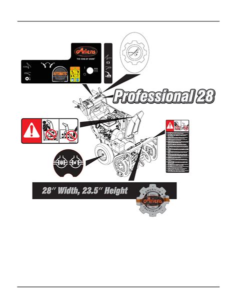 ariens snow blower  pro  users manual page      pages