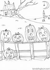 Coloring Pumpkins Little Sheet Five Halloween sketch template