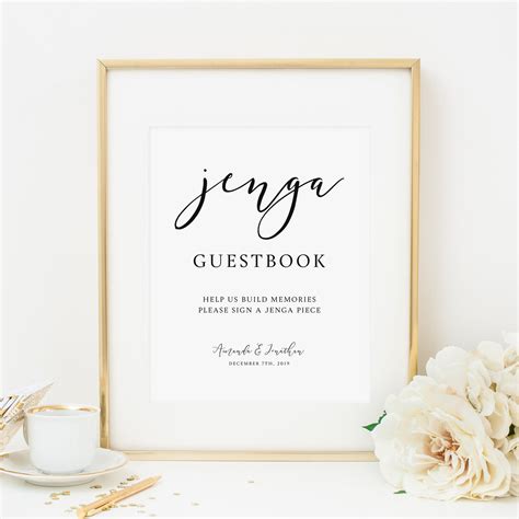 editable template jenga guestbook sign jenga wedding guestbook sign