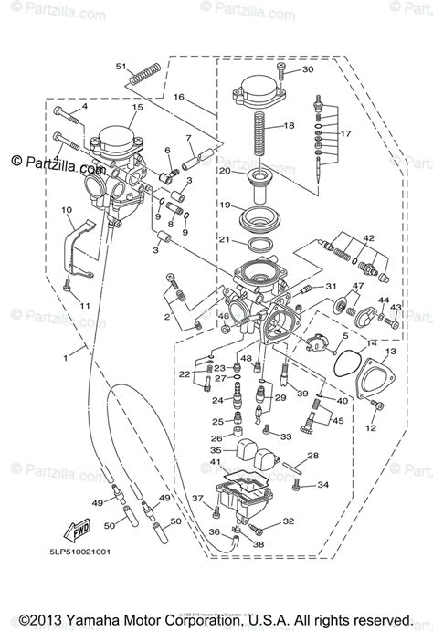 yamaha atv  oem parts diagram  carburetor partzillacom