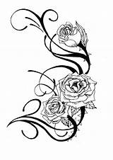 Tattoo Rose Drawing Drawings Designs Skull Line Pencil Stencils Vine Sugar Flowers Heart Stencil Roses Tattoos Simple Vines Cool Flash sketch template