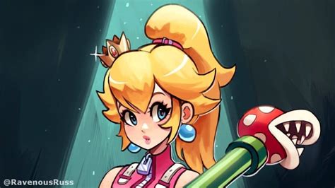 este fan art imagina cómo sería la princesa peach si fuera un personaje de kingdom hearts