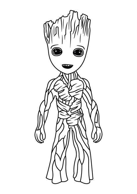 baby groot coloring page templates educative printable
