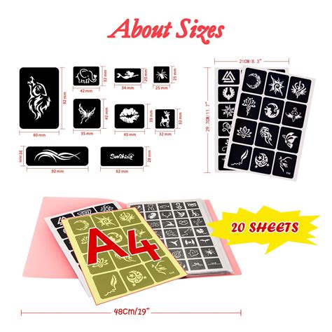 282 Designs Temporary Tattoo Stencils Removable Tattoo Stickers Face