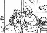 Knitting Coloring Pages Grandmother Color sketch template
