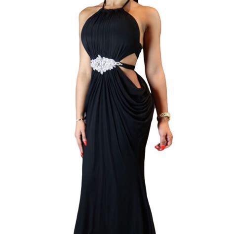 women formal cutout halter black evening gowns online store for women sexy dresses