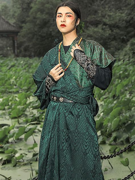 fashion hanfu tang dynasty  neck robe men fashion hanfu