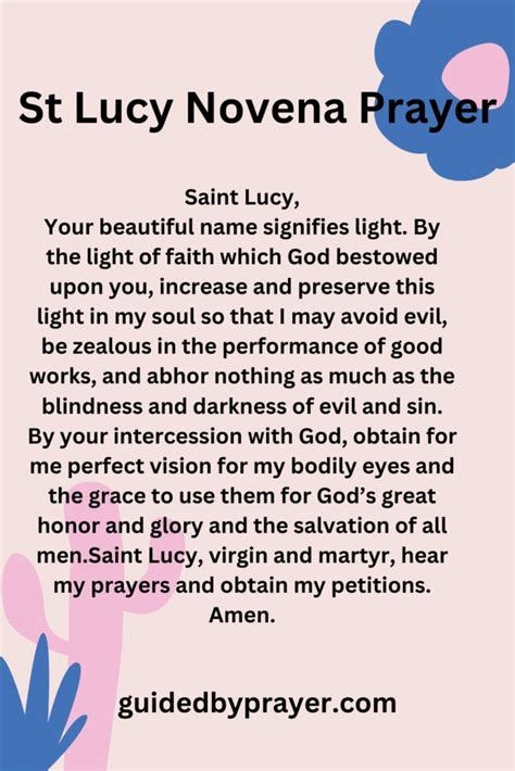 st lucy novena prayer guided  prayer