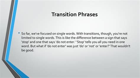 transitions  writing