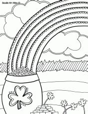 printable rainbow   pot  gold coloring page  kids
