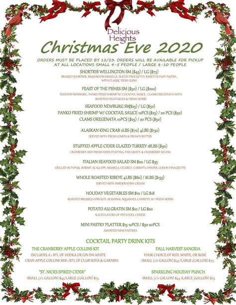 Holiday T Guide Christmas Eve Menu At Delicious