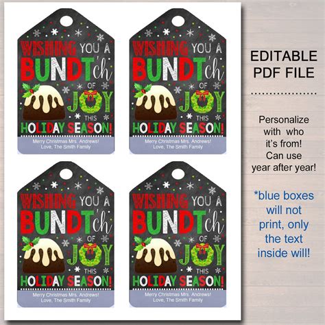 christmas bundt cake gift tag tidylady printables