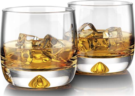Mofado Crystal Whiskey Glasses Trendy Curved 11oz Set Of 2 Hand