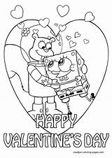 Coloring Valentines Spongebob Valentine Pages Disney Happy Kids Printable Sheets Sandy Color Cdde Print Mickey Mouse Princess Colouring Bob Frozen sketch template