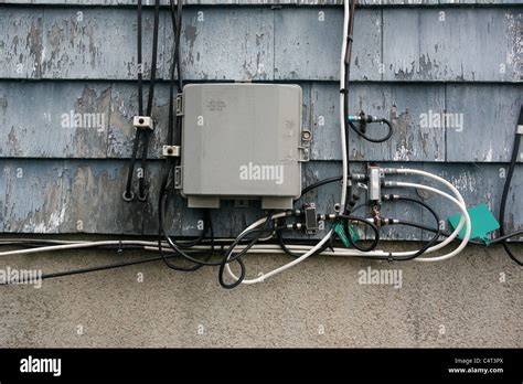 closeup  cable box  electrical wires stock photo alamy