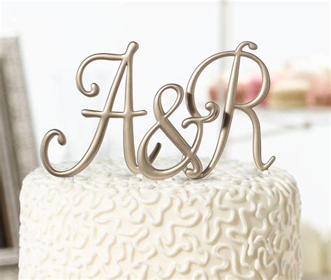 Gold Monogram Wedding Cake Toppers Initials Wedding Cake With