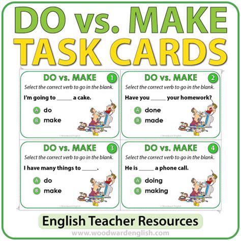 Do Vs Make English Task Cards Woodward English