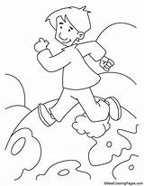 Running Boy Coloring Earth sketch template