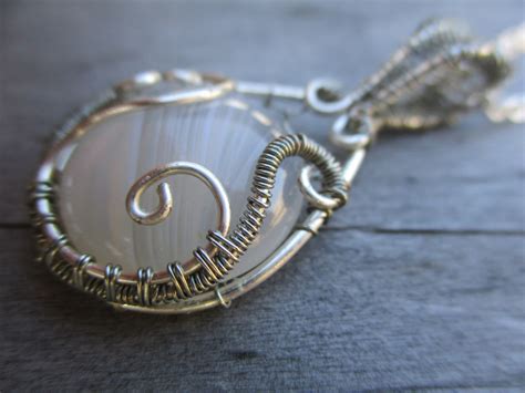 wire wrapped pendant handmade necklace silver plated etsy