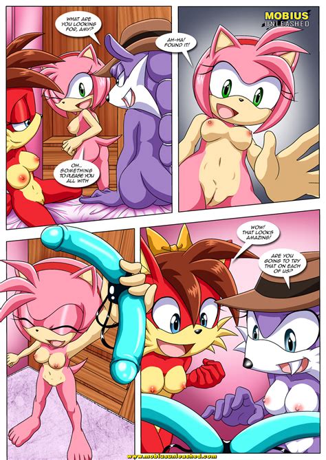 rule 34 amy rose ass bbmbbf bed breasts comic dildo double strap on