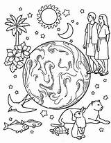 Creation Coloring Pages Days Kids Earth Drawing Gods Printable Jason Color Bible Print Sheets Sunday School Voorhees Preschool Element Other sketch template