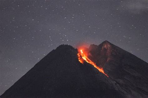 Mount Merapi Spews Volcanic Material As It Erupts As Seen From