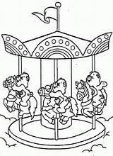Coloring Round Pages Merry Go Carousel Riding Bears Care Colouring Kids Sheets Theme Printable Popular Coloringhome sketch template