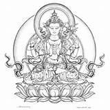 Drawing Chenrezig Thangka Buddha Avalokiteshvara Buddhist Tibetan Drawings Bodhisattva Draw Detailed Painting Buddhism Compassion sketch template