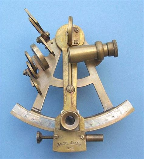four inch antique finish stanley london® solid brass sextant from the antique sextant case can