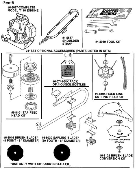 snapper sst cc straight shaft trimmer series  parts diagram  trimmer parts optional