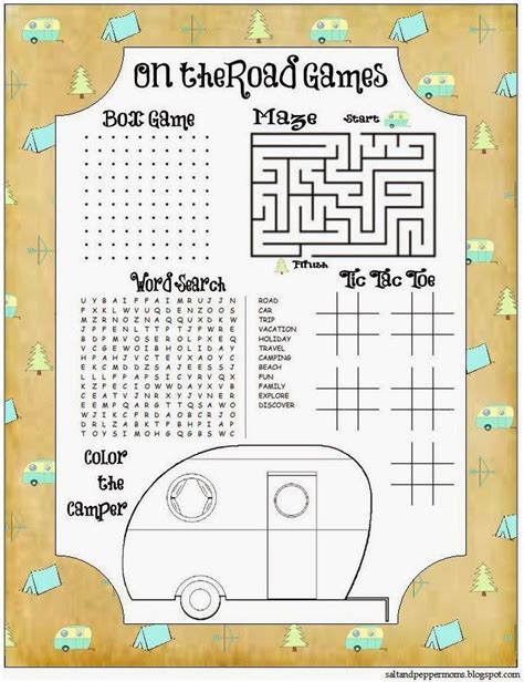 road trip printables  kids game  journaling sheets salt