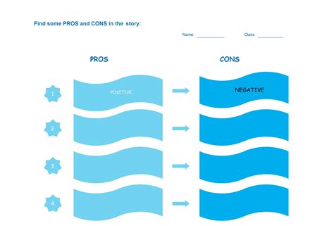 pros  cons list templates   printable xlsx docs