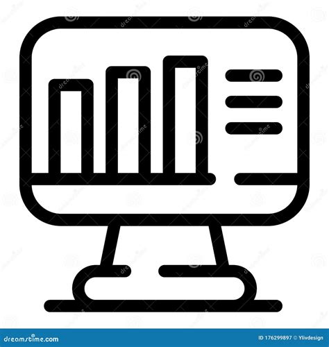 monitor graph chart icon outline style stock vector illustration