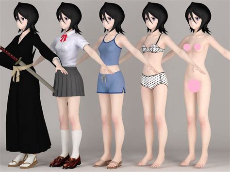 t pose rigged model of rukia kuchiki anime girl 3d model rigged cgtrader