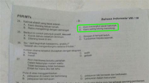 berbau pornografi materi ujian bahasa indonesia mts kelas 8 di pasuruan jadi sorotan wartabromo