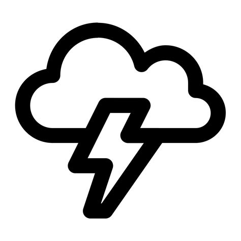 thunder storm symbol  outline icon style lightning cloud weather