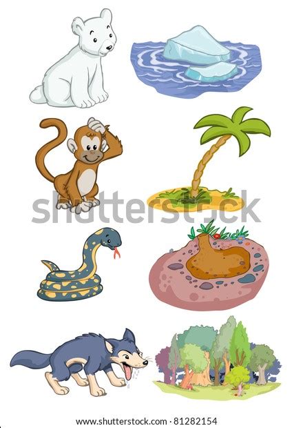 vector illustration animals habitat cartoon concept stock vector