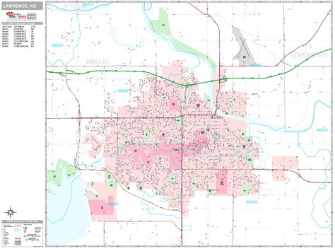 lawrence kansas wall map premium style  marketmaps