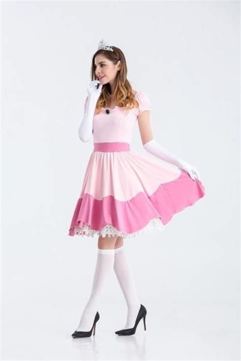 princess peach costume fancy dress womans cosplay fancy dress party