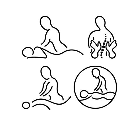 set massage procedure line outline icon back massage vector icons set