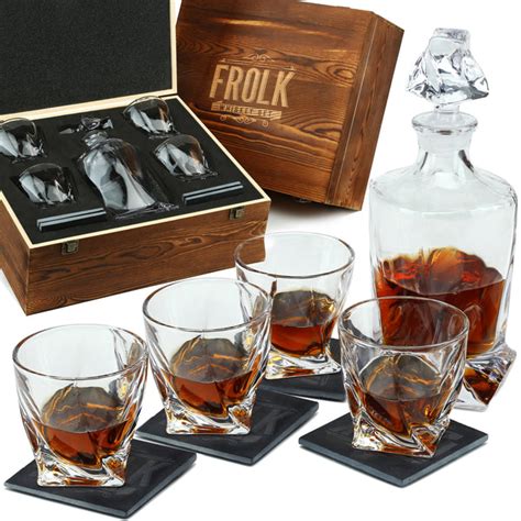 Whiskey Twisted Decanter And 4 Glasses Set Frolk Whiskey T Sets