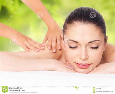 Woman Having Massage Of Body In Nature Spa Stock Image Image Of Back