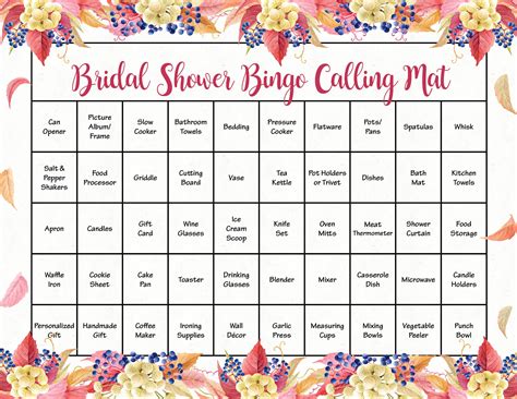 falling  love fall bridal shower game  bridal gift bingo
