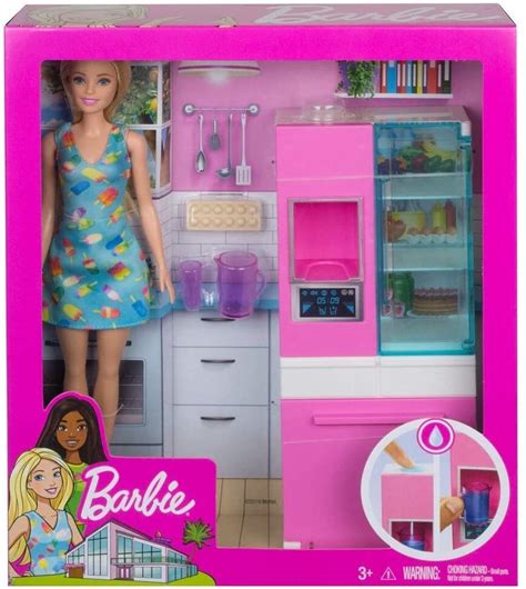 barbie fridge play set blonde doll