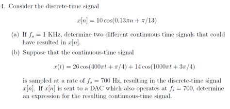 solved consider the discrete time signal x[n] 10 cos 0 13