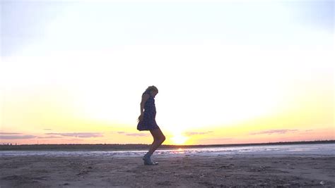 Beautiful Running Woman Model Girl Jogging On Beach Over