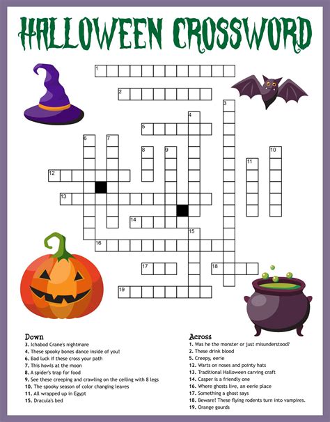 halloween crossword puzzle    printables printablee