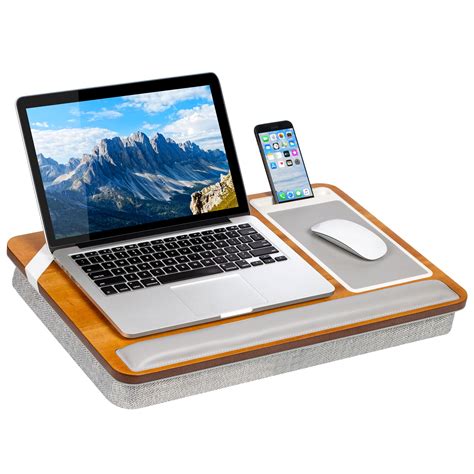 rossie home premium acacia wood lap desk  laptops golden saddle