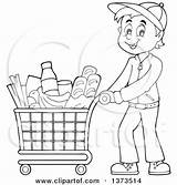 Clipart Shopping Cart Pushing Cartoon Man Groceries Food Royalty Illustration Visekart Vector Happy Clipground sketch template