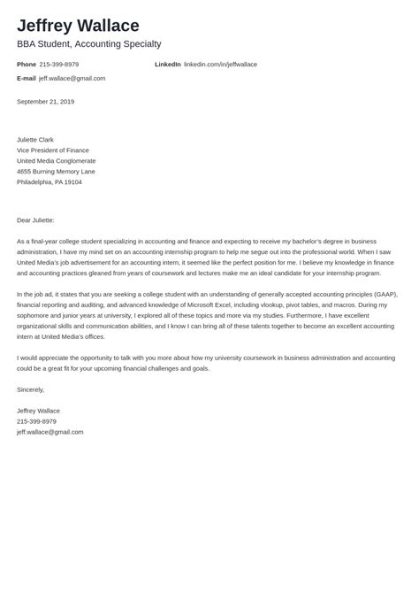 accounting cover letter sample ready   templates